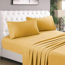 Load image into Gallery viewer, Wrinkle Resistant Super King Sheet Set Caramel Gold 4 Piece Bedding
