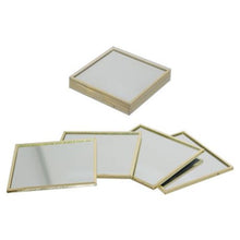 Load image into Gallery viewer, Gold Trimmed Square Mirror Coaster 10cmx10cm 4 Piece Set
