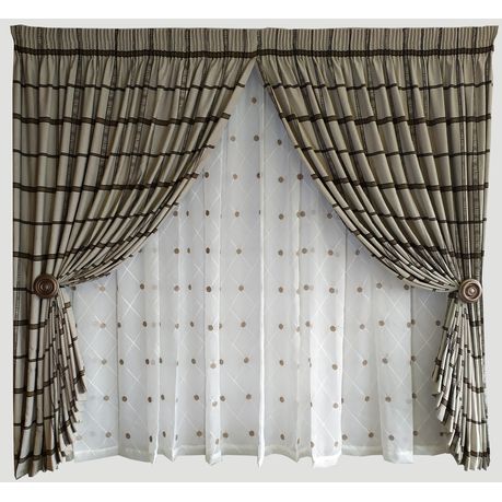 Curtain Set - 5m Hotel Square + 1801 Linen Embroidered Voile Buy Online in Zimbabwe thedailysale.shop