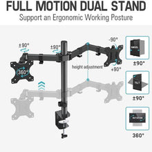 Load image into Gallery viewer, Heartdeco Table Clamp Dual Screen Monitor Arm
