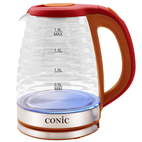 Conic 1,8 Litre Electric Glass Kettle - Silver