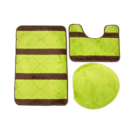 Two Tone 3 Piece Non-Slip Turkish Toilet Cover & Mat Set Brown/Green Buy Online in Zimbabwe thedailysale.shop