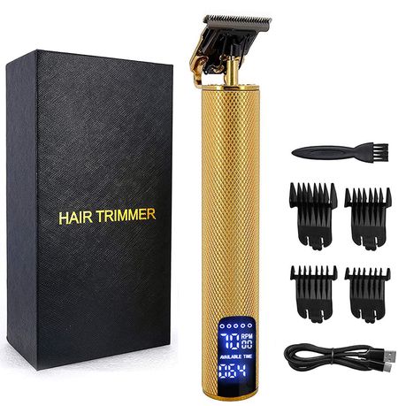 Stainless Steel T Blade Hair Clippers Rechargeable Hair Clipper LCD-Gold Buy Online in Zimbabwe thedailysale.shop