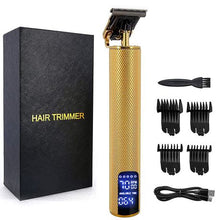 Load image into Gallery viewer, Stainless Steel T Blade Hair Clippers Rechargeable Hair Clipper LCD-Gold
