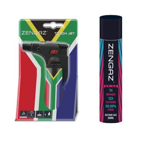 Zengaz Torch Jet Lighter SA Flag & Zengaz Pure Gas 330ml Refill Buy Online in Zimbabwe thedailysale.shop