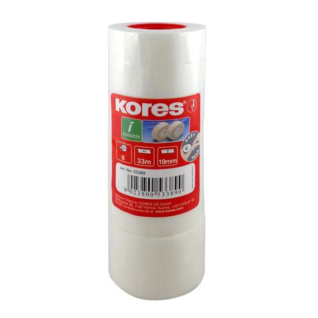 Kores Invisible Tape - 33m x 19mm - Pack of 8