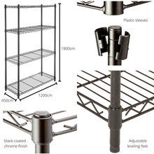 Load image into Gallery viewer, Anchor Heavy Duty 4 Tier Black Steel Wire Storage Shelving 160Kg per Shelf
