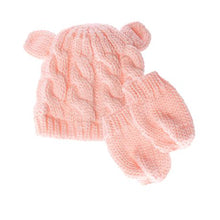 Load image into Gallery viewer, All Heart Pink Baby Beanie With Matching Gloves
