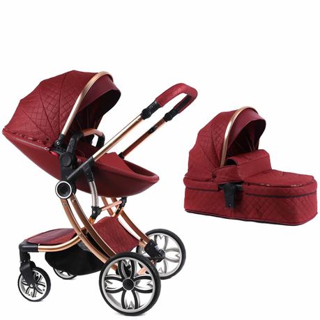 2 in 1 Luxury Pram Baby Stroller BB-24 RED Buy Online in Zimbabwe thedailysale.shop