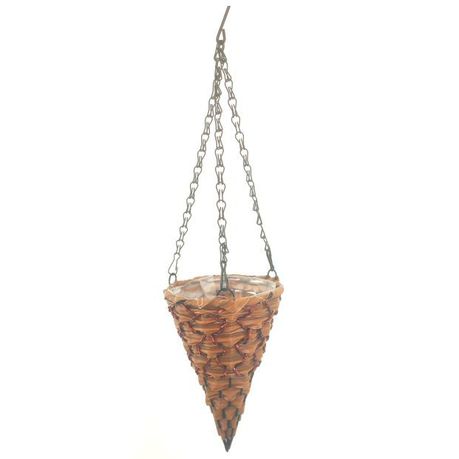 PH Garden - Hanging Basket Cone Shaped And Plastic Lined Light Brown