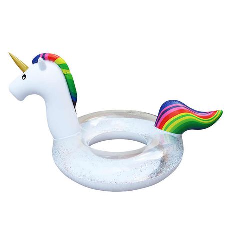 Giant Sparkly Unicorn Inflatable Pool Float With Colorful Glitter