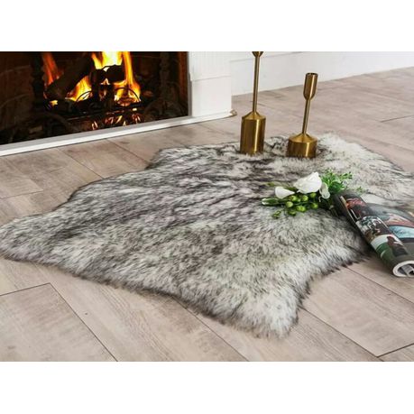 Faux Sheep Fluffy Rug- White and Black Buy Online in Zimbabwe thedailysale.shop