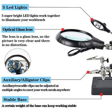 Load image into Gallery viewer, 2.5X 7.5X 10X LED Light Helping Hands Magnifier Soldering Station
