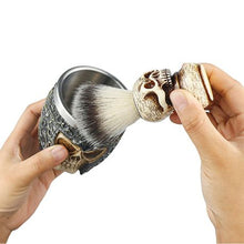 Load image into Gallery viewer, Skull Design Men&#39;s Beard Facial Cleansing Shaving Brush Soap Bowl Set
