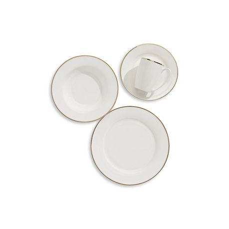 16 Pieces White Dinner Set with Gold Rim Buy Online in Zimbabwe thedailysale.shop