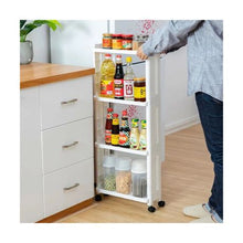 Load image into Gallery viewer, 4-Tier Storage Layer Rack Shelf With Wheels For Kitchen/Bathroom-White
