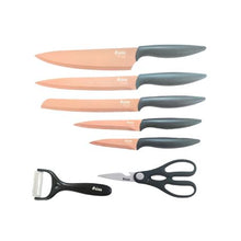 Load image into Gallery viewer, Condere 7-Piece Titanum Coating Knife Set - Dark green/Copper
