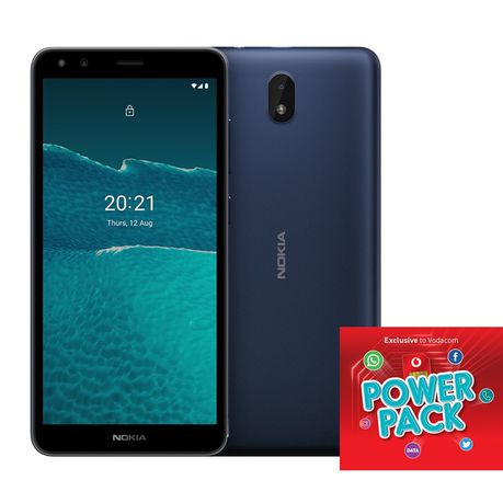 Nokia C1 16GB Dual Sim - Blue + Vodacom Sim Card Pack Buy Online in Zimbabwe thedailysale.shop