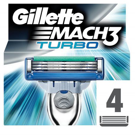 Gillette Mach3 Turbo Razor Blades - 4's