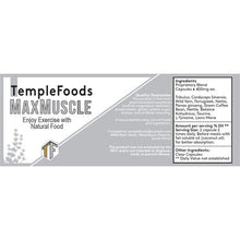 Load image into Gallery viewer, TempleFoods Max Muscle. Enjoy Exercise with Natural Food. 60 Capsules
