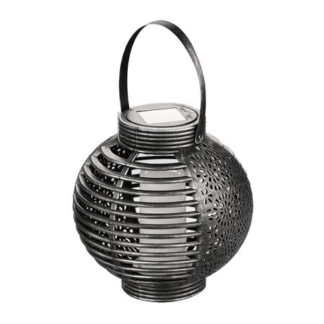 Home Quip Moroccan Antique Silver Lantern - Solar Powered