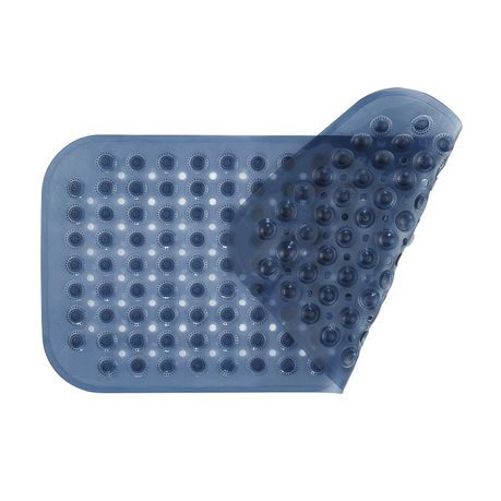 Non-Slip PVC Bathroom Bath/Shower Mat Polka Dot Texture Navy Large