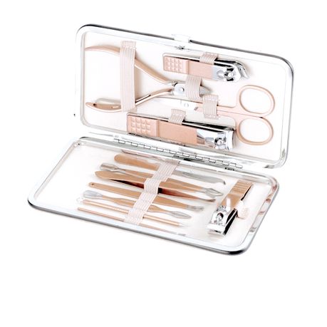 12 Piece Quality Manicure & Pedicure Set Nail Clipper Kit - Rose Gold