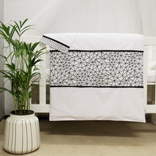 Load image into Gallery viewer, Avocado Green / Cot Duvet and Pillow Set / Black Crystals &amp; Moons
