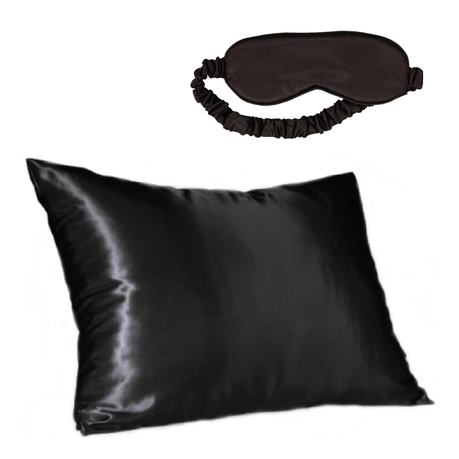 Dear Deer Black Satin Pillow Slip & Eye Mask Set