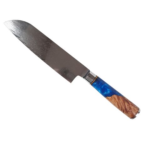 Hestia Damascus Steel Santoku Chef's Knife 18cm – Resin & Wood Handle Buy Online in Zimbabwe thedailysale.shop