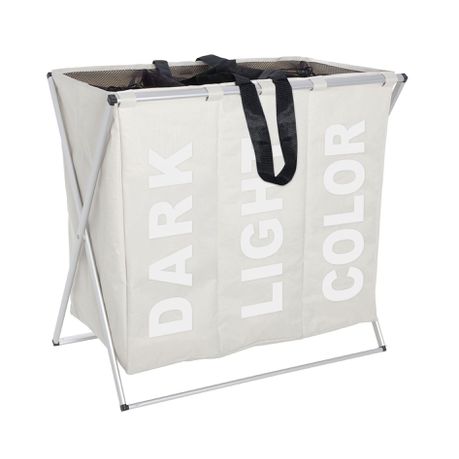 Wenko - 3-Section Laundry Bin - 43L - Trio Range - Beige Buy Online in Zimbabwe thedailysale.shop