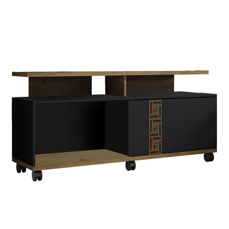 Linx Rack Topazio Entertainment TV Stand - Black & Brown Buy Online in Zimbabwe thedailysale.shop