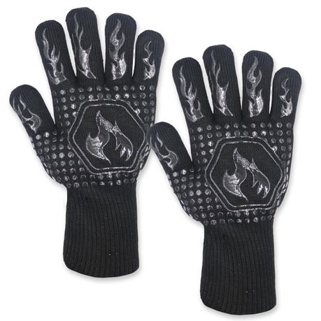 Yowie - Braai Gloves / Oven Mitts - Extreme Heat Resistance to 500C (Black)