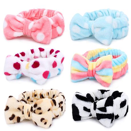 Styleberry Bowknot Soft Fleece Cosmetic Spa Headbands - 6 pack