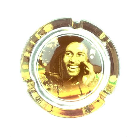 Bob Marley Round Glass Ashtray-Laughing pic