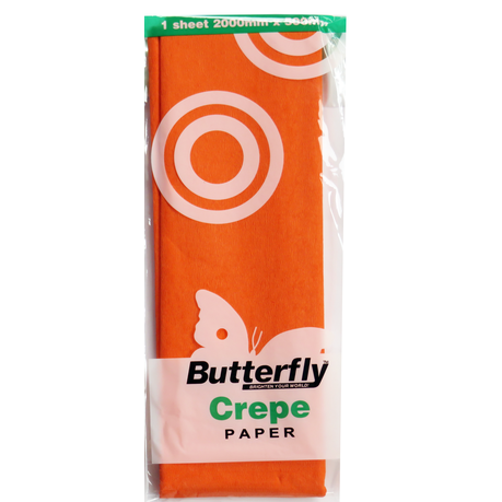 Butterfly Crepe Paper - 12 Sheets (2m X 500mm Each) Orange