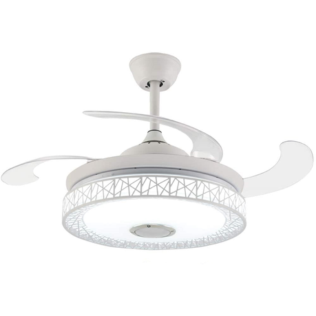 JNC-Retractable Ceiling Fan Light with Blue Tooth Speaker-White Buy Online in Zimbabwe thedailysale.shop