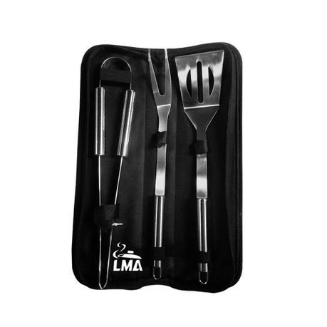 LMA Stainless Steel 3 Piece Braai Master Utensil Set in Carry Bag