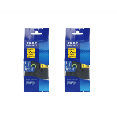 Compatible Brother TZ-631 Black on Yellow Label Tape Cartridge 12mm -2 Pack