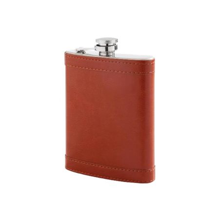 Hip Flask Brown Leatherette - 8oz