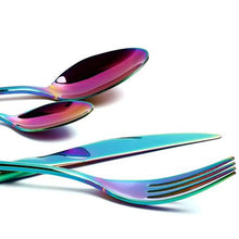 Load image into Gallery viewer, Rainbow Reflective 24 Piece Cutlery Set
