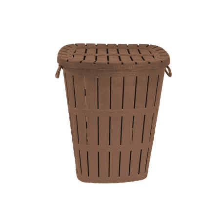 62L Brown Laundry Basket with Rope Handles and Hinged Lid - Wooden Texture Buy Online in Zimbabwe thedailysale.shop