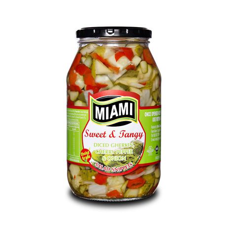 Miami Diced Gherkins with Onions & Cherry Peppers 6 x 760g Buy Online in Zimbabwe thedailysale.shop