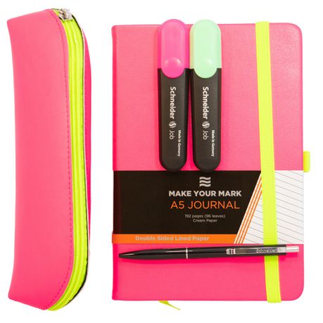 A5 Neon Journal Set Pink + Free Schneider K15 Pen Buy Online in Zimbabwe thedailysale.shop