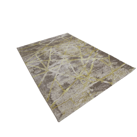 Decorpeople -Modern Beige And Gold Rug With Lines 80x150cm Buy Online in Zimbabwe thedailysale.shop