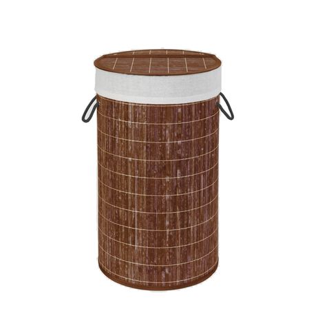 Wenko - Bamboo Laundry Basket 55L - Dark Brown - with Laundry Bag Buy Online in Zimbabwe thedailysale.shop