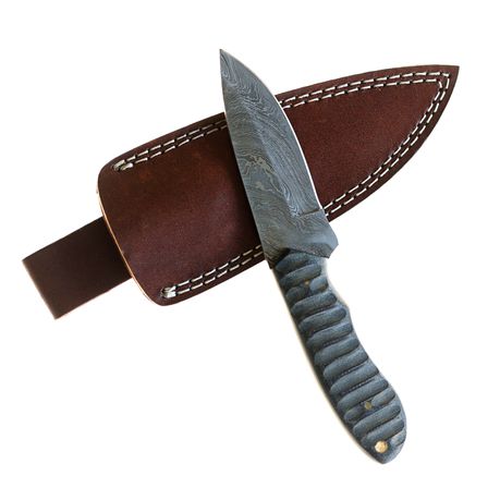 Handmade Damascus Knife Corrugated Handle Black Buy Online in Zimbabwe thedailysale.shop