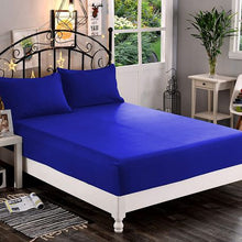 Load image into Gallery viewer, Wrinkle Resistant Super King Sheet Set: Royal Blue 4 Piece Bedding
