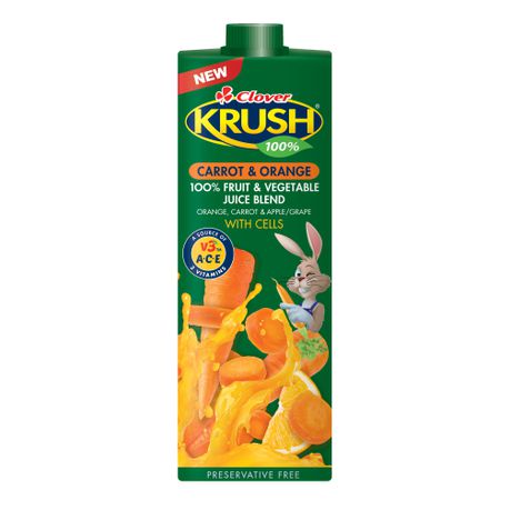 Krush 100% Fruit Juice Blend UHT Carrot & Orange 6x1L