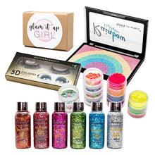 Load image into Gallery viewer, Glitter Gel (6pcs) Rainbow &amp; Colour Eyeshadow, 5D Lashes&amp;MakeUp Art Set
